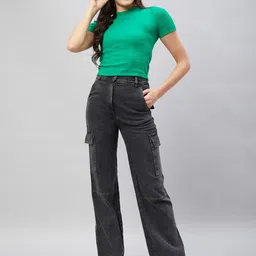 R.Code by The Roadster Life Co. Women Flared High-Rise Low Distress Light Fade Stretchable Jeans image 3