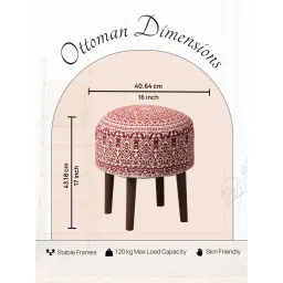 Nestroots Red Cotton Wooden Ottoman image 3