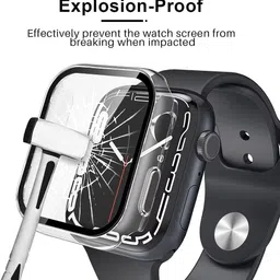 Mosmoc Hard PC Case Compatible with Apple Watch Series 9/8/7 45mm with Tempered Glass Screen Protector, iWatch Screen Guard, Touch Sensitive, Full Coverage Bumper Protective Cover - (45mm Clear) image 4