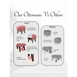 Nestroots Red Cotton Wooden Ottoman image 5