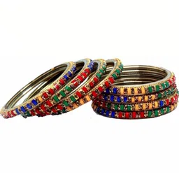 Adiba Fashion Factory Multi Glass Artificial Stones Bangle image 2