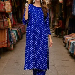 JANOI Women Printed Regular Kurta with Trousers-image-8