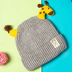 Baby Moo Giraffe Design Beanie - Grey-picture-28