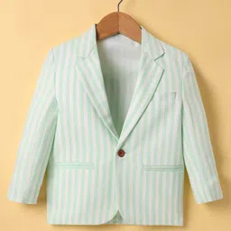 Rikidoos Cotton Full Sleeves Striped Blazer - Sea Green-picture-38
