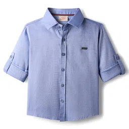 Rikidoos Full Sleeves Textured Shirt - Blue image 1