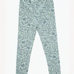 Charm n Cherish Cotton Blend Knit Ice Creams & Pizza Printed Leggings - Green-image-31