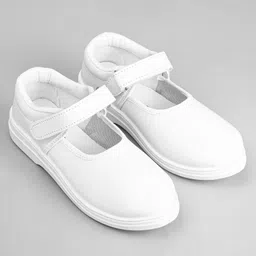 Pine Kids Solid School Shoes with Velcro Closure - White image 2
