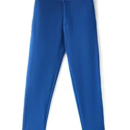 arias by lara dutta Arias Cotton Stretch Pique Knit Full Length Tapered Pant with Rib Waistband  Solid Colour - Blue image 2