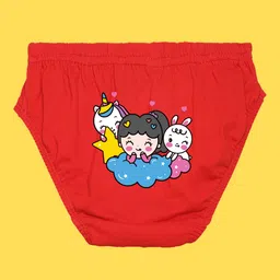 NUSYL Cotton Pack Of 5 Princess & Castle Printed Panties - Red Grey Yellow White & Black image 3