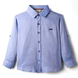 Rikidoos Full Sleeves Textured Shirt - Blue image 2