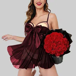 Krelin Women Sheer Net Baby Doll With Brief-image-71