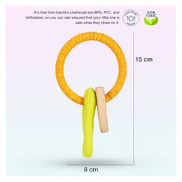 Baybee Wrist Wooden & Silicone Teether for Babies to Soothe Their Gums BPA Free Non Toxic Food Grade Chewing Baby Teether - Multicolor image 3