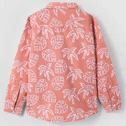 JASH KIDS Cotton Knit Full Sleeves Tropical Theme Printed Shirt - Dark Peach image 3