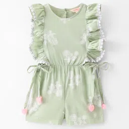 lil' drama Lil Drama Cotton Satin Sleeveless Stylish Jumpsuit - Green image 4