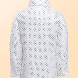 Babyhug Velour Woven Full Sleeves Polka Dot Printed 3 Piece Party Suits with Bow - Navy Blue image 3