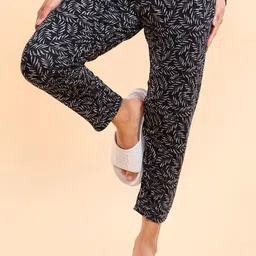 Enamor Floral Printed Mid-Rise Slim Lounge Pants-image-32