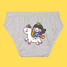 NUSYL Cotton Pack Of 5 Princess & Castle Printed Panties - Red Grey Yellow White & Black image 5