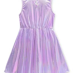 Hola Bonita Knit Shimmer Party Dress With Full Sleeves Sequinned Shrug & Bow Applique - Lilac image 4
