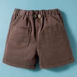 ToffyHouse Cotton Woven Half Sleeves Shirt & Shorts Set with Bow Suspender & Beach Theme Print - Brown & Cream image 5