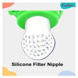 Kritiu Baby Feeding Combo 1 Food Feeder 1 Fruit Nibbler With 3 cotton Waterproof Bibs -(Pack of-5) Green image 5