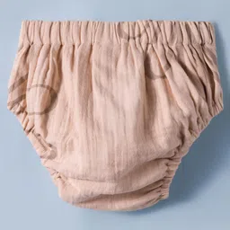 ToffyHouse Muslin Woven Full Sleeves Frock with Bloomer with Floral Print & Lace Detailing - Tan image 5