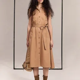 Midsummer Caramel White Sleeveless Dress image 1