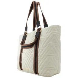 Aldo Beige Quilted Large Tote Handbag with Pouch image 2