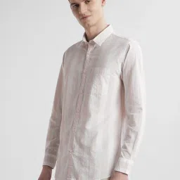 Peter England White Slim Fit Stripe Shirt image 2