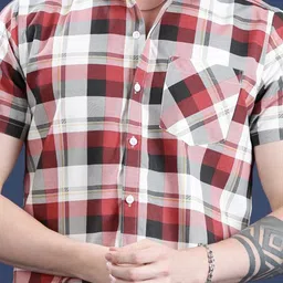 THE BEETEL HOUSE Men Relaxed Fit Buffalo Checked Spread Collar Cotton Casual Shirt image 5