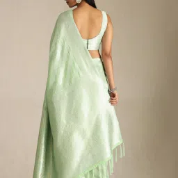 Soch Light Green Tussar Woven Design Saree With Stitched Blouse image 2