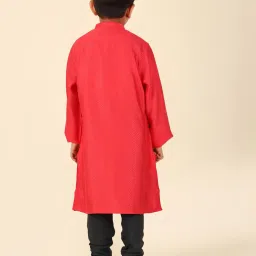 Fabindia Kids Pink Self Design Full Sleeves Kurta image 2