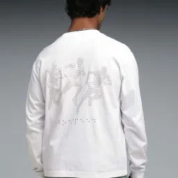 Puma White Cotton Relaxed Fit Printed T-Shirt image 2