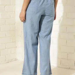 Fabindia Blue Cotton Mid Rise Flared Pants image 2