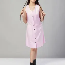 StyloBug Girls Pink Solid Dress-image-94