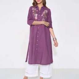 Rangmanch By Pantaloons Grape Wine Regular Fit Embroidered Kurta-picture-4