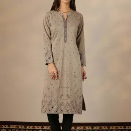 Libas Grey Straight Fit Woven Design Kurta-image-56