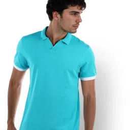 celio Celio* Sea Green Regular Fit Polo T-Shirt image 2