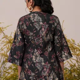 Libas Black Printed A Line Short Kurti image 2