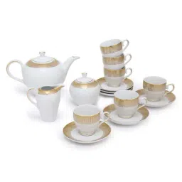 Home4U 'Aura' White & Golden Porcelain Tea Set-picture-15