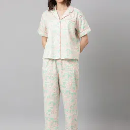 Fabindia Blue Cotton Printed Shirt Pyjama Set-picture-34