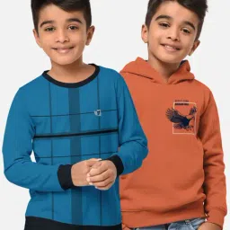 HELLCAT Turquoise & Orange Printed Full Sleeves T-Shirt (Pack Of 2)-picture-10