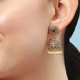 Biba Gold Alloy Jhumki Earrings for Women image 2
