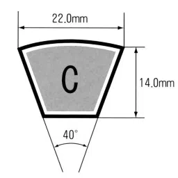 Mitsuboshi 182.88 inch 40° Offset Angle Rubber V Belt C Type Standard, C180 image 2