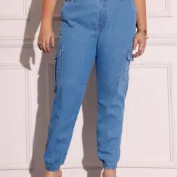 Miss Chase A+ Blue Denim Solid High Rise Jeans-image-43
