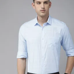 Arrow Manhattan Slim Fit Self-Striped Pure Cotton Formal Shirt-image-60