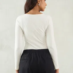 FEMMELLA White Slim Fit Solid Top image 2