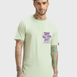 Bewakoof Green Cotton Regular Fit Printed T-Shirt image 2