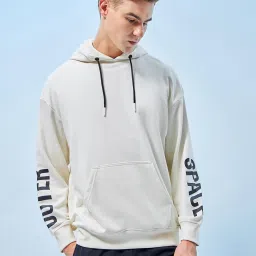 Bewakoof Gardenia Pink Graphic Print Oversized Hooded Sweatshirt image 2