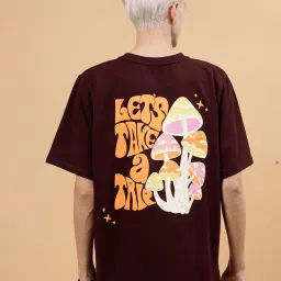 Rigo Men Wine Terry Oversized Printed T-shirt image 2
