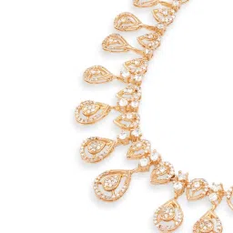 Zaveri Pearls Gold Tone Dazzling Cubic Zirconia Contemporary Brass Necklace & Earring Set-ZPFK18319 image 2